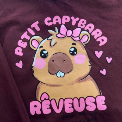 Conj. Blusa Manga Longa Petit Capybara e Calça Legging - Bordo